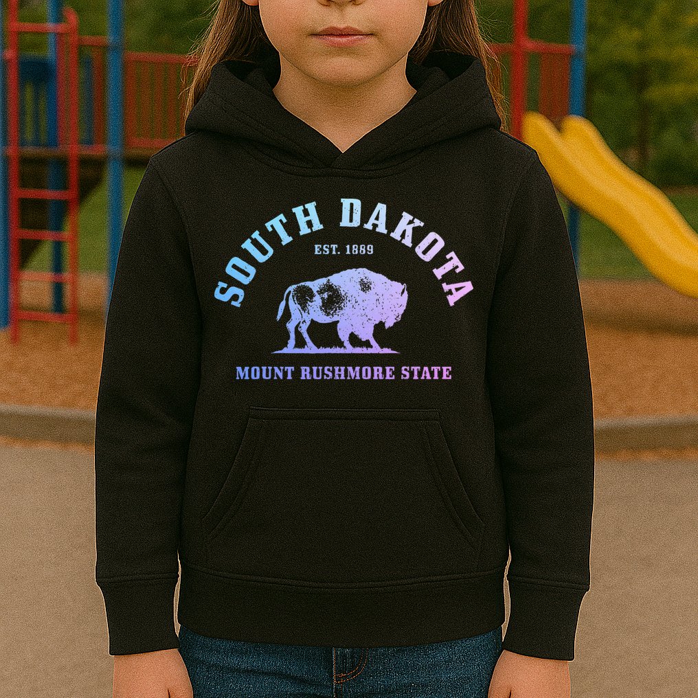 South Dakota Est. 1889 Mount Rushmore State Bison Vintage Kids Hoodie