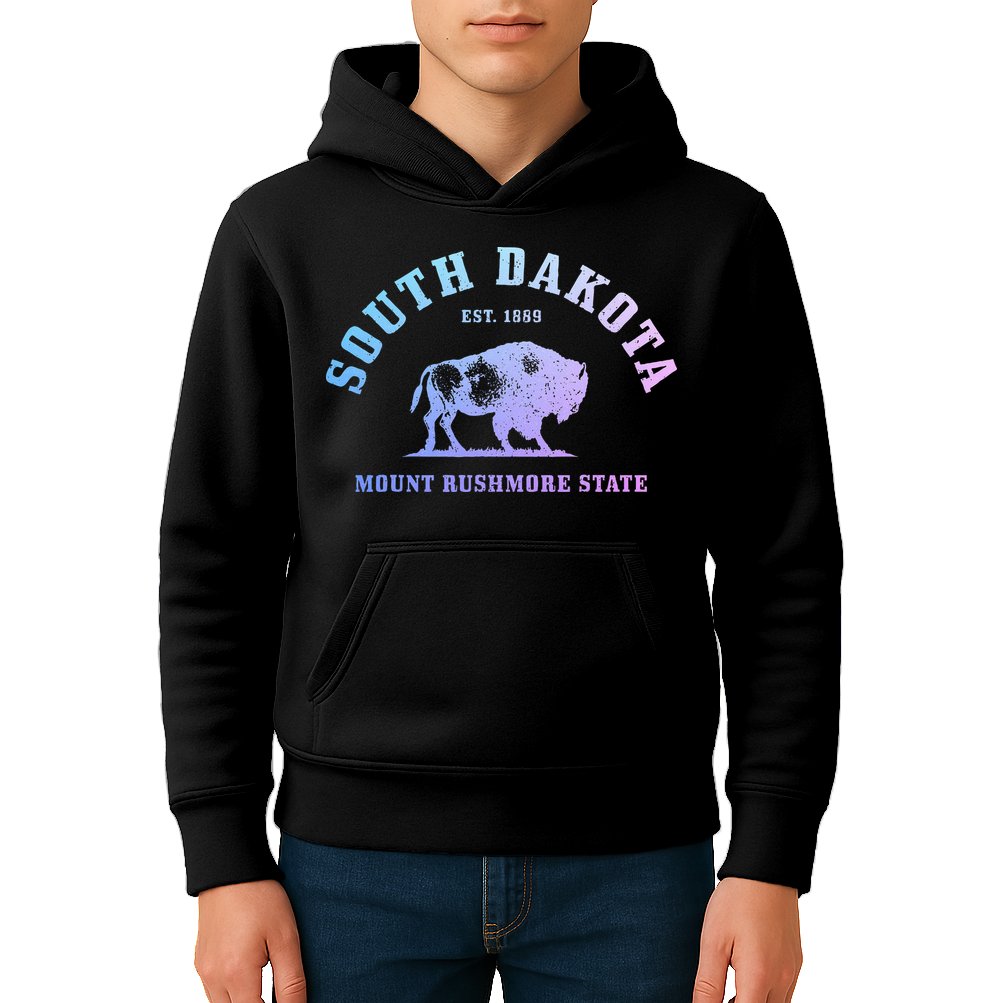 South Dakota Est. 1889 Mount Rushmore State Bison Vintage Kids Hoodie