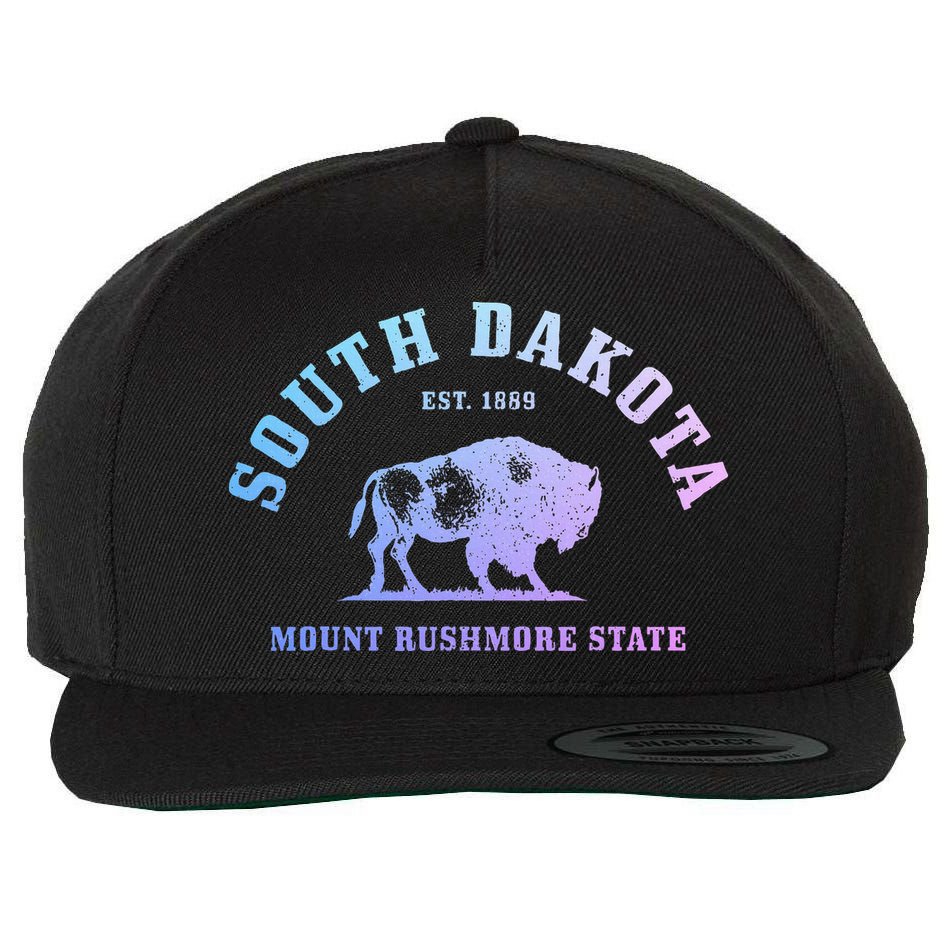 South Dakota Est. 1889 Mount Rushmore State Bison Vintage Wool Snapback Cap
