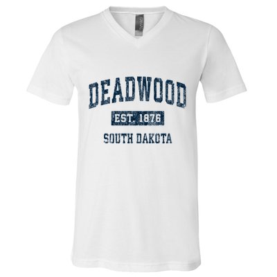 South Dakota Est 1876 Sd Vintage Sports V-Neck T-Shirt