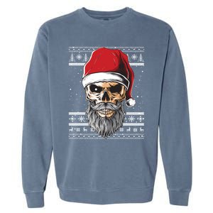 Santa Dj Edm Costume And Santa Hat Ugly Christmas Dj Cool Gift Garment-Dyed Sweatshirt