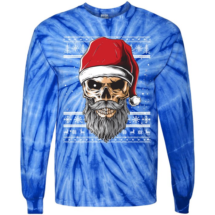 Santa Dj Edm Costume And Santa Hat Ugly Christmas Dj Cool Gift Tie-Dye Long Sleeve Shirt