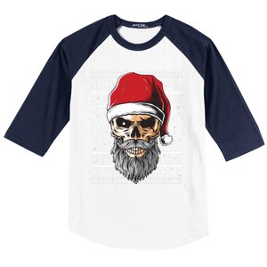 Santa Dj Edm Costume And Santa Hat Ugly Christmas Dj Cool Gift Baseball Sleeve Shirt