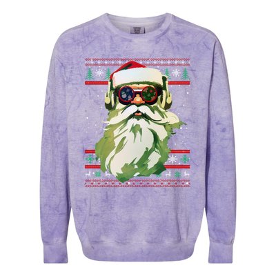 Santa Dj Edm Costume And Novelty Christmas Dj Meaningful Gift Colorblast Crewneck Sweatshirt