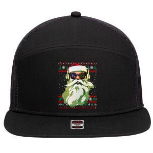 Santa Dj Edm Costume And Novelty Christmas Dj Meaningful Gift 7 Panel Mesh Trucker Snapback Hat