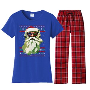 Santa Dj Edm Costume And Novelty Christmas Dj Meaningful Gift Women's Flannel Pajama Set