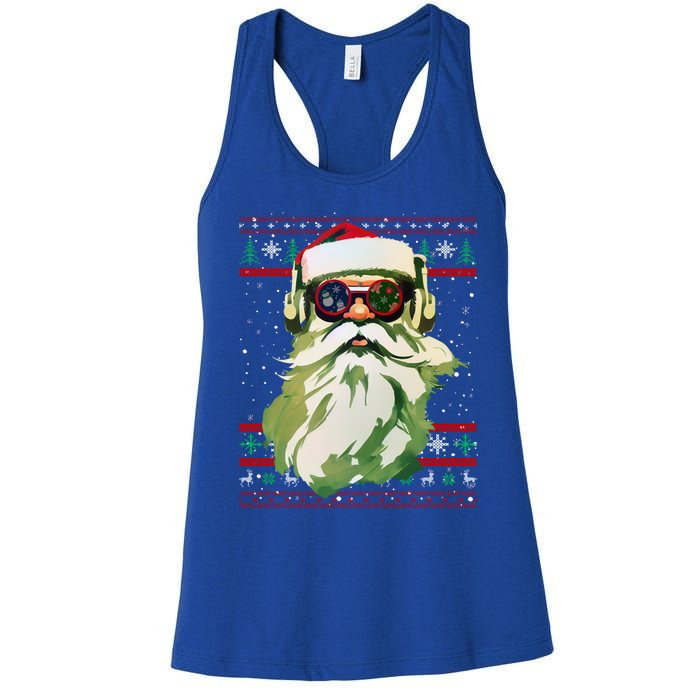 Santa Dj Edm Costume And Novelty Christmas Dj Meaningful Gift Women's Racerback Tank