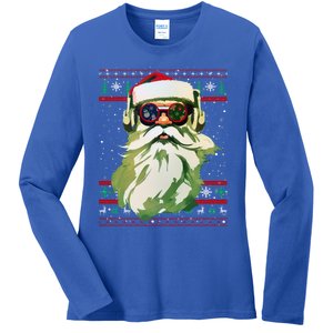 Santa Dj Edm Costume And Novelty Christmas Dj Meaningful Gift Ladies Long Sleeve Shirt