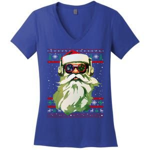 Santa Dj Edm Costume And Novelty Christmas Dj Meaningful Gift Women's V-Neck T-Shirt