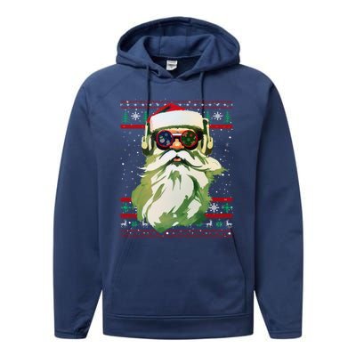 Santa Dj Edm Costume And Novelty Christmas Dj Meaningful Gift Performance Fleece Hoodie