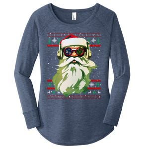 Santa Dj Edm Costume And Novelty Christmas Dj Meaningful Gift Women's Perfect Tri Tunic Long Sleeve Shirt