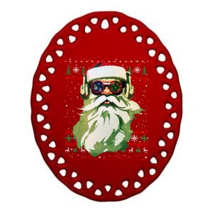 Santa Dj Edm Costume And Novelty Christmas Dj Meaningful Gift Ceramic Oval Ornament