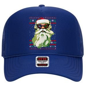 Santa Dj Edm Costume And Novelty Christmas Dj Meaningful Gift High Crown Mesh Back Trucker Hat