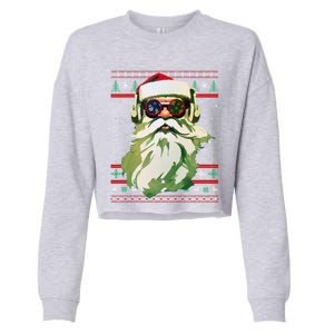 Santa Dj Edm Costume And Novelty Christmas Dj Meaningful Gift Cropped Pullover Crew