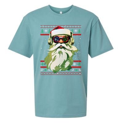 Santa Dj Edm Costume And Novelty Christmas Dj Meaningful Gift Sueded Cloud Jersey T-Shirt