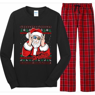 Santa Dj Edm Costume And Novelty Christmas Dj Great Gift Long Sleeve Pajama Set