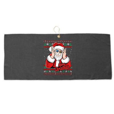 Santa Dj Edm Costume And Novelty Christmas Dj Great Gift Large Microfiber Waffle Golf Towel