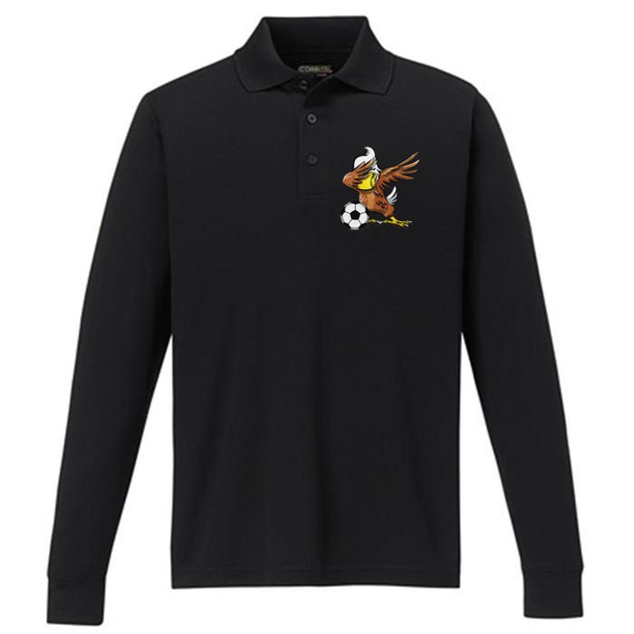 Soccer Dabbing Eagle Sport Performance Long Sleeve Polo