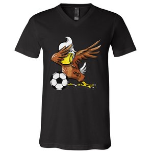 Soccer Dabbing Eagle Sport V-Neck T-Shirt