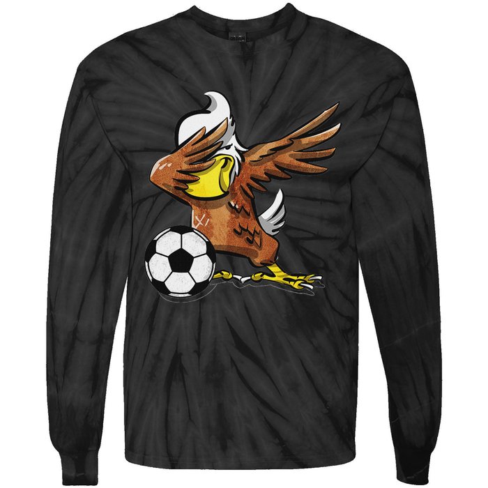 Soccer Dabbing Eagle Sport Tie-Dye Long Sleeve Shirt