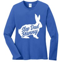 Step Dad Easter Bunny Silhouette Matching Family Funny Gift Ladies Long Sleeve Shirt