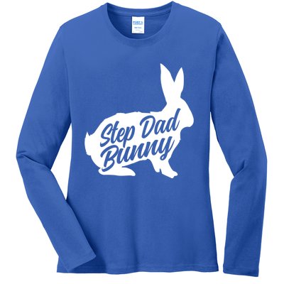 Step Dad Easter Bunny Silhouette Matching Family Funny Gift Ladies Long Sleeve Shirt