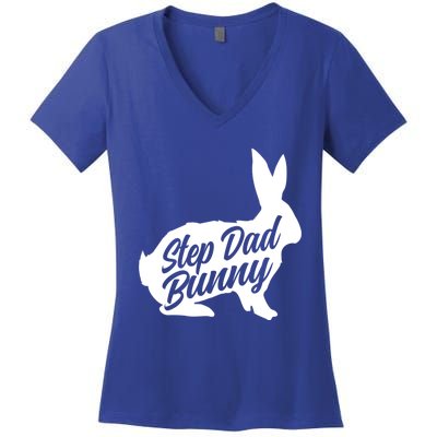 Step Dad Easter Bunny Silhouette Matching Family Funny Gift Women's V-Neck T-Shirt