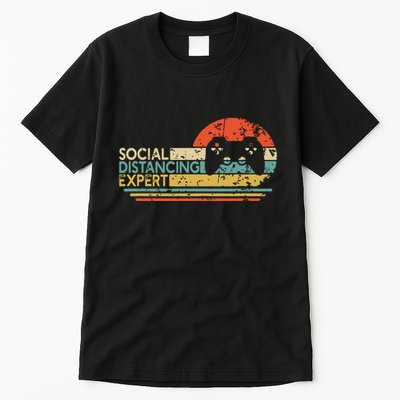 Social Distancing Expert Gaming Vintage Video Gamer Gift Tall T-Shirt