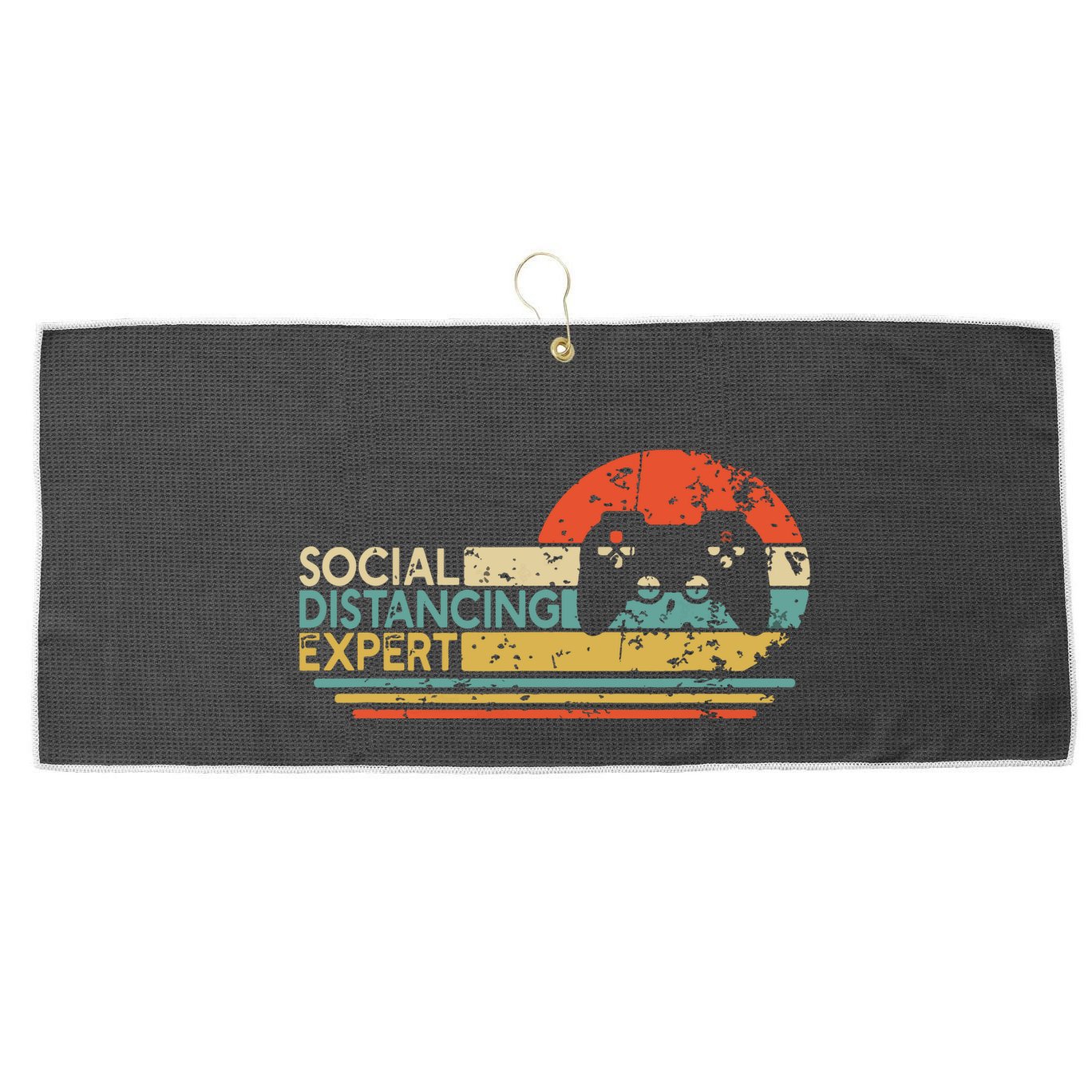 Social Distancing Expert Gaming Vintage Video Gamer Gift Large Microfiber Waffle Golf Towel