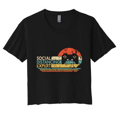 Social Distancing Expert Gaming Vintage Video Gamer Gift Crop Top