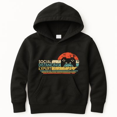 Social Distancing Expert Gaming Vintage Video Gamer Gift Kids Hoodie