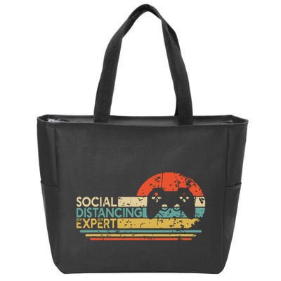 Social Distancing Expert Gaming Vintage Video Gamer Gift Zip Tote Bag