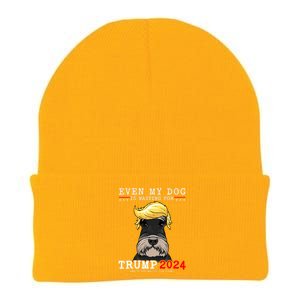 Schnauzer Dog Even My Dog Is Waiting For Trump 2024 Knit Cap Winter Beanie