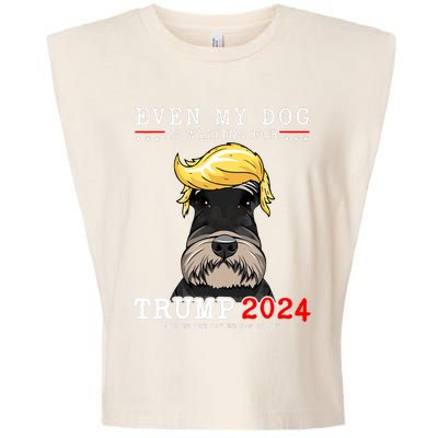 Schnauzer Dog Even My Dog Is Waiting For Trump 2024 Garment-Dyed Women's Muscle Tee