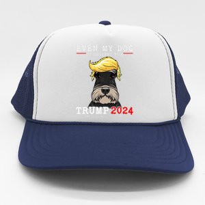 Schnauzer Dog Even My Dog Is Waiting For Trump 2024 Trucker Hat