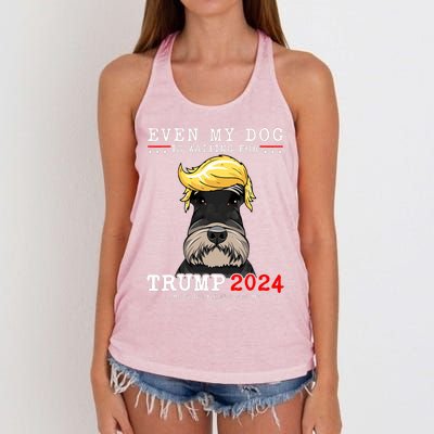 Schnauzer Dog Even My Dog Is Waiting For Trump 2024 Women's Knotted Racerback Tank