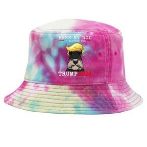 Schnauzer Dog Even My Dog Is Waiting For Trump 2024 Tie-Dyed Bucket Hat