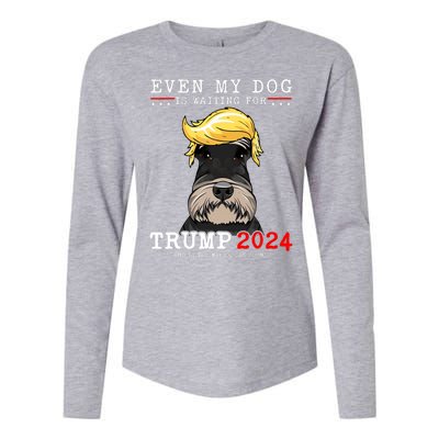 Schnauzer Dog Even My Dog Is Waiting For Trump 2024 Womens Cotton Relaxed Long Sleeve T-Shirt