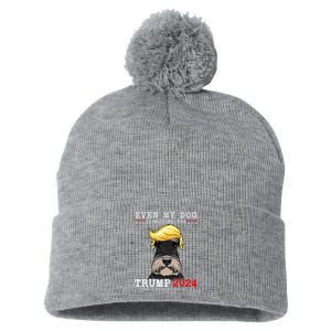 Schnauzer Dog Even My Dog Is Waiting For Trump 2024 Pom Pom 12in Knit Beanie