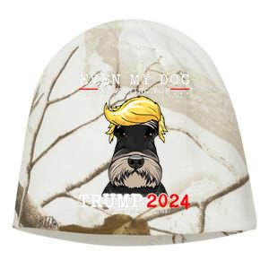 Schnauzer Dog Even My Dog Is Waiting For Trump 2024 Kati - Camo Knit Beanie