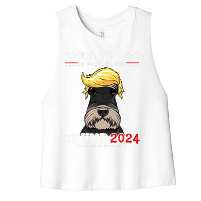 Schnauzer Dog Even My Dog Is Waiting For Trump 2024 Women's Racerback Cropped Tank