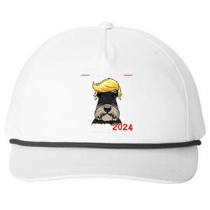 Schnauzer Dog Even My Dog Is Waiting For Trump 2024 Snapback Five-Panel Rope Hat