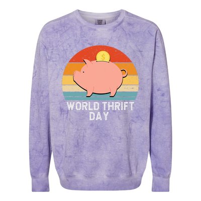 Savings Day Economics Students Teachers World Thrift Day Colorblast Crewneck Sweatshirt