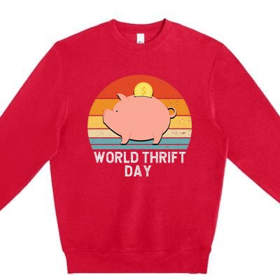 Savings Day Economics Students Teachers World Thrift Day Premium Crewneck Sweatshirt