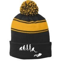 Scuba Dive Evolution Diving Diver Ocean Lover Gift Stripe Pom Pom Beanie