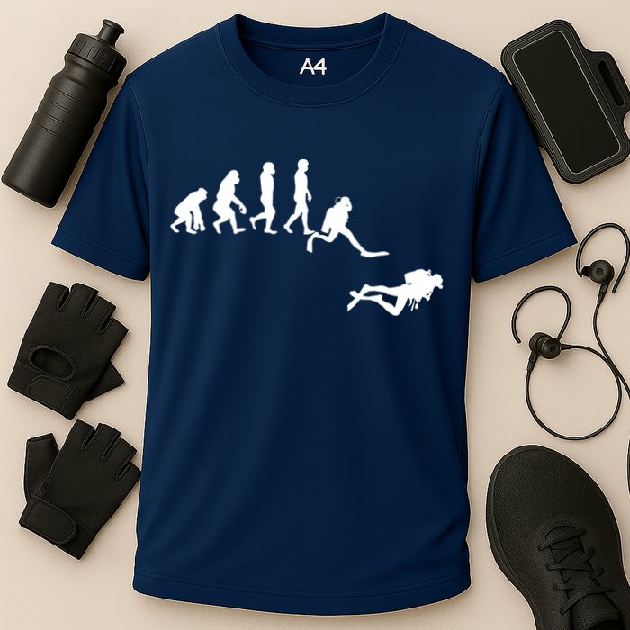 Scuba Dive Evolution Diving Diver Ocean Lover Gift Cooling Performance Crew T-Shirt