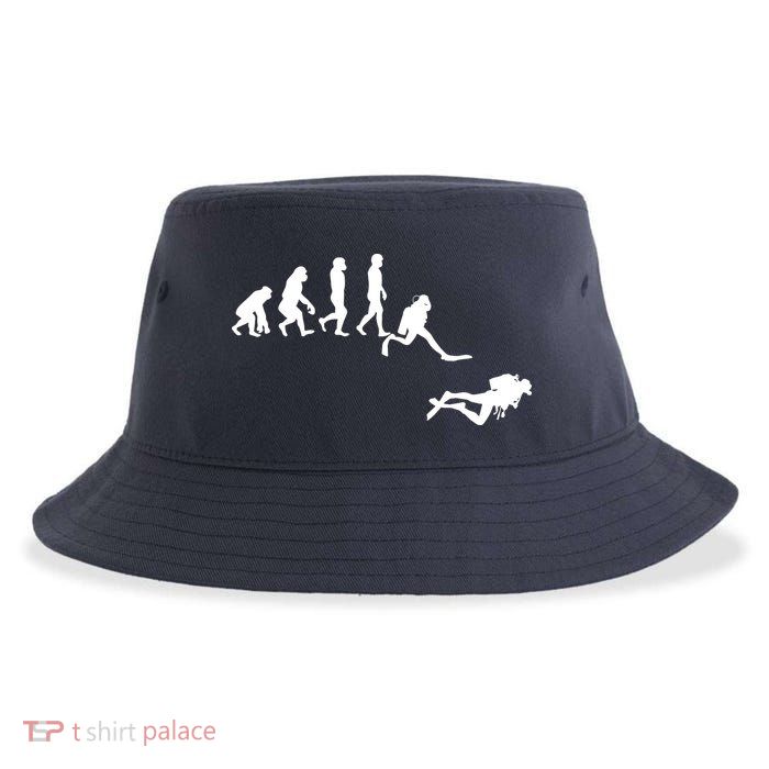 Scuba Dive Evolution Diving Diver Ocean Lover Gift Sustainable Bucket Hat