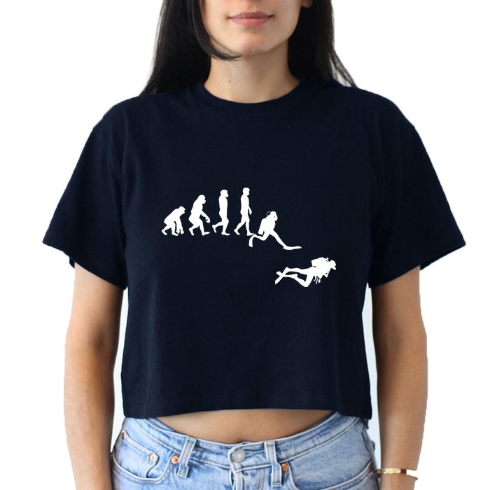 Scuba Dive Evolution Diving Diver Ocean Lover Gift Women's Crop Top Tee