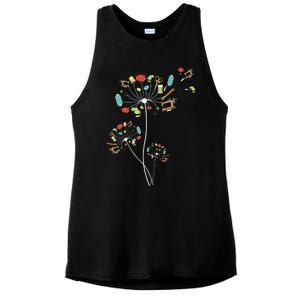 Sewing Dandelion Flowers Quilting Ladies PosiCharge Tri-Blend Wicking Tank