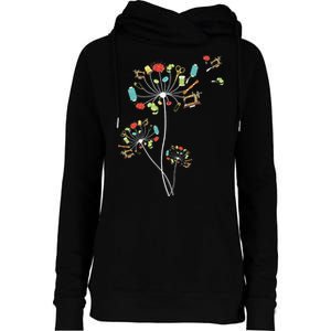 Sewing Dandelion Flowers Quilting Womens Funnel Neck Pullover Hood